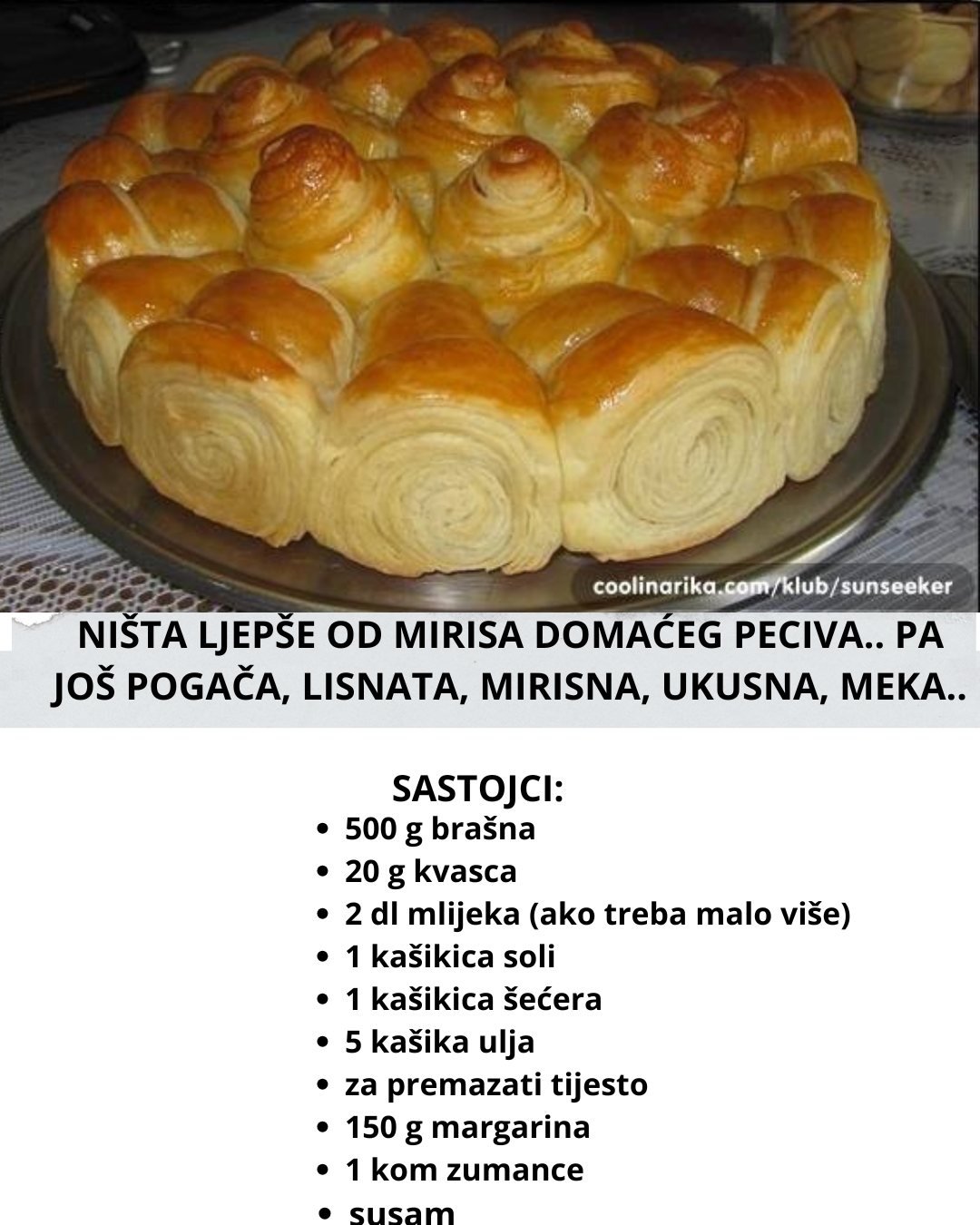 Ništa ljepše od MIRISA DOMAĆEG PECIVA.. Pa još pogača lisnata, ukusna, meka…