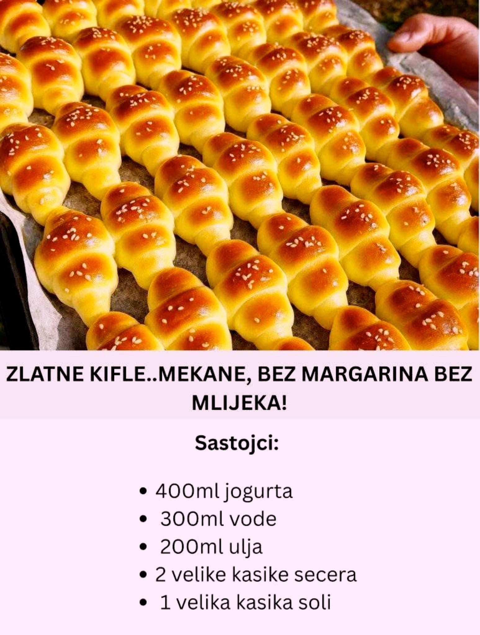 Zlatne kifle – mekane, mirisne i bez margarina i mlijeka!