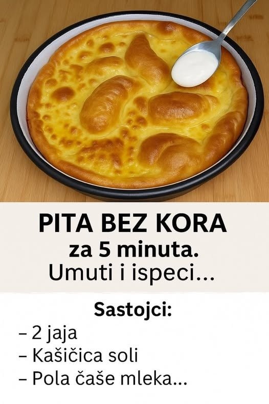 Оvo se pravi brzinom munje: PITA BEZ KORA za 5 minuta: Umuti i ispeci…