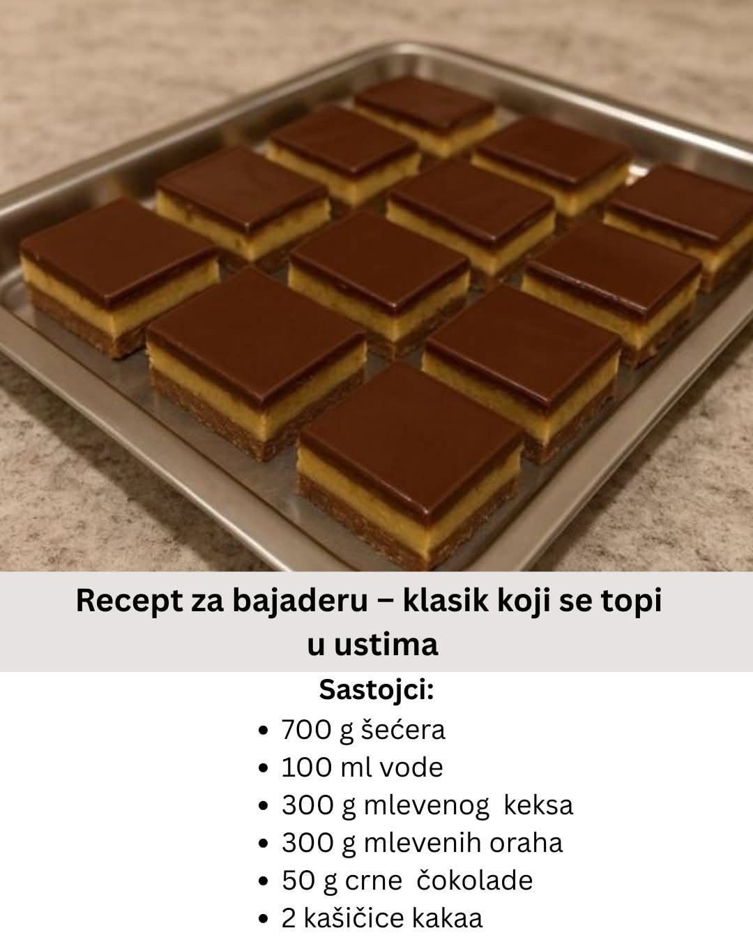 Recept za bajaderu – klasik koji se topi u ustima