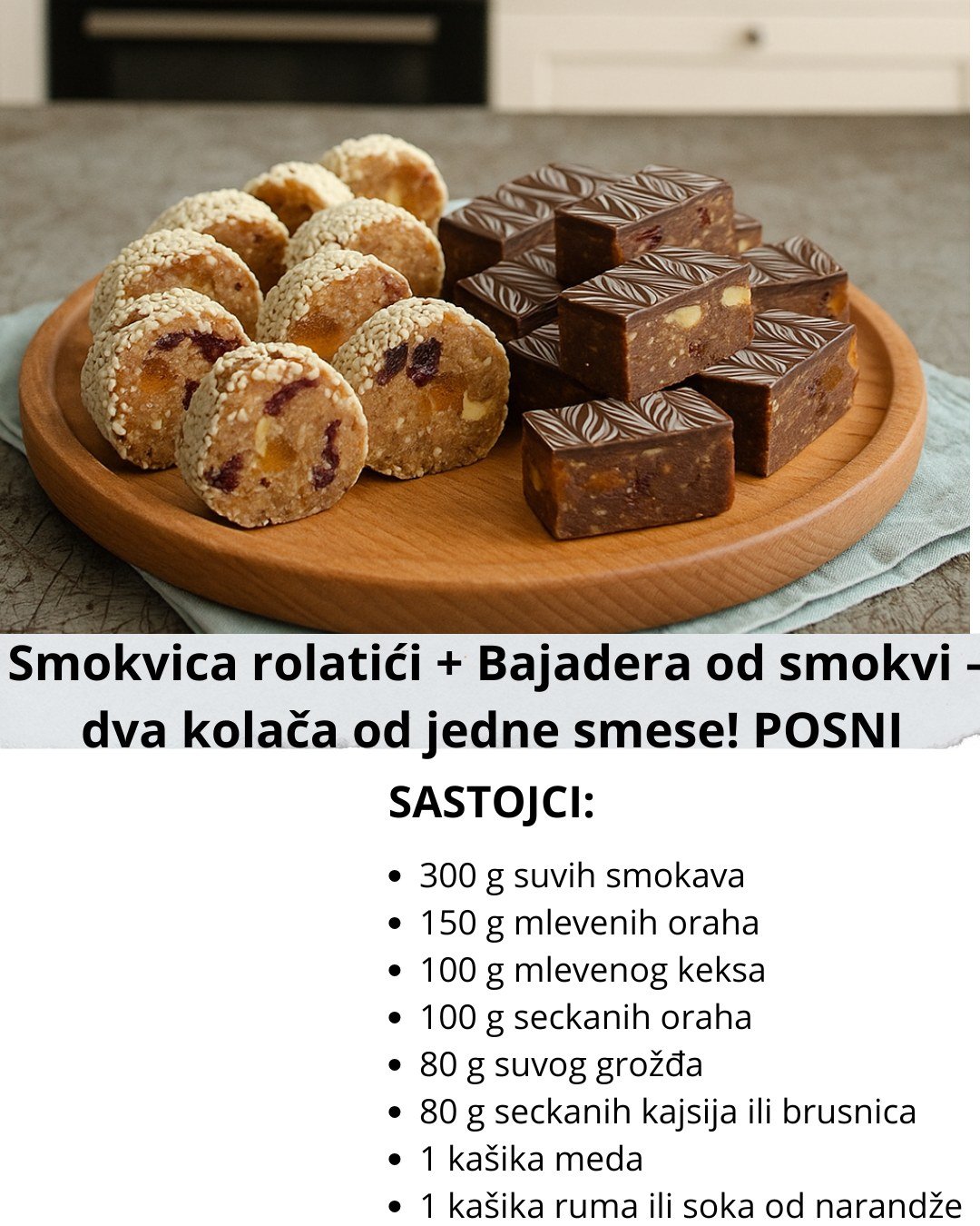 Smokvica rolatići + Bajadera od smokvi – dva kolača od jedne smese! POSNI KOLAČIĆI!