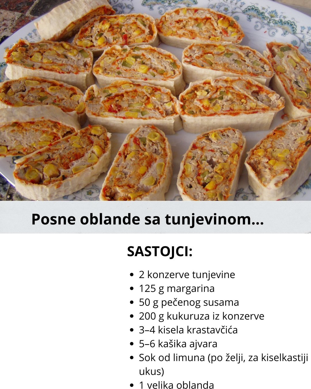 Posne oblande sa tunjevinom – savršeno lagano i brzo predjelo!