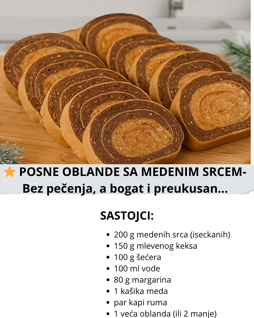 ⭐ POSNE OBLANDE SA MEDENIM SRCEM — Bez pečenja, a bogat i preukusan desert