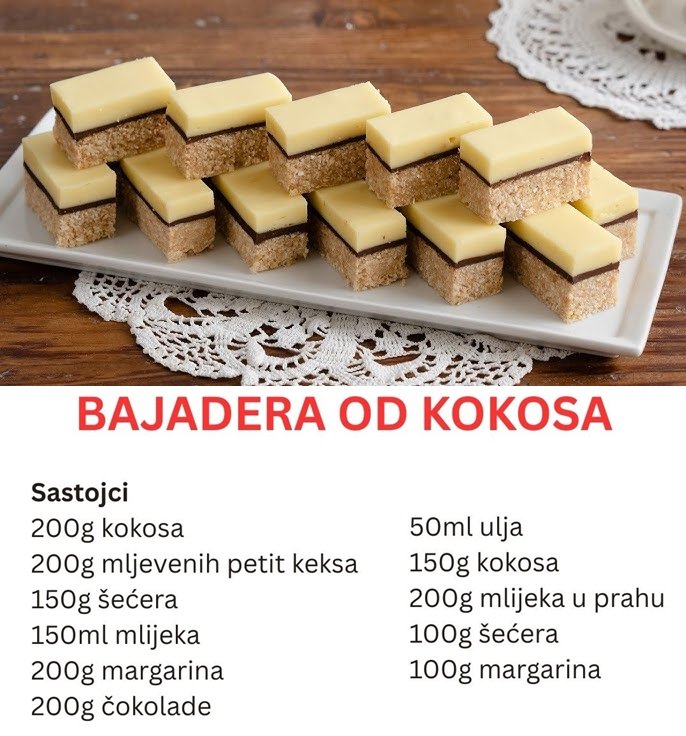 BAJADERA OD KOKOSA – Neodoljivo mekana, mirisna i kremasta