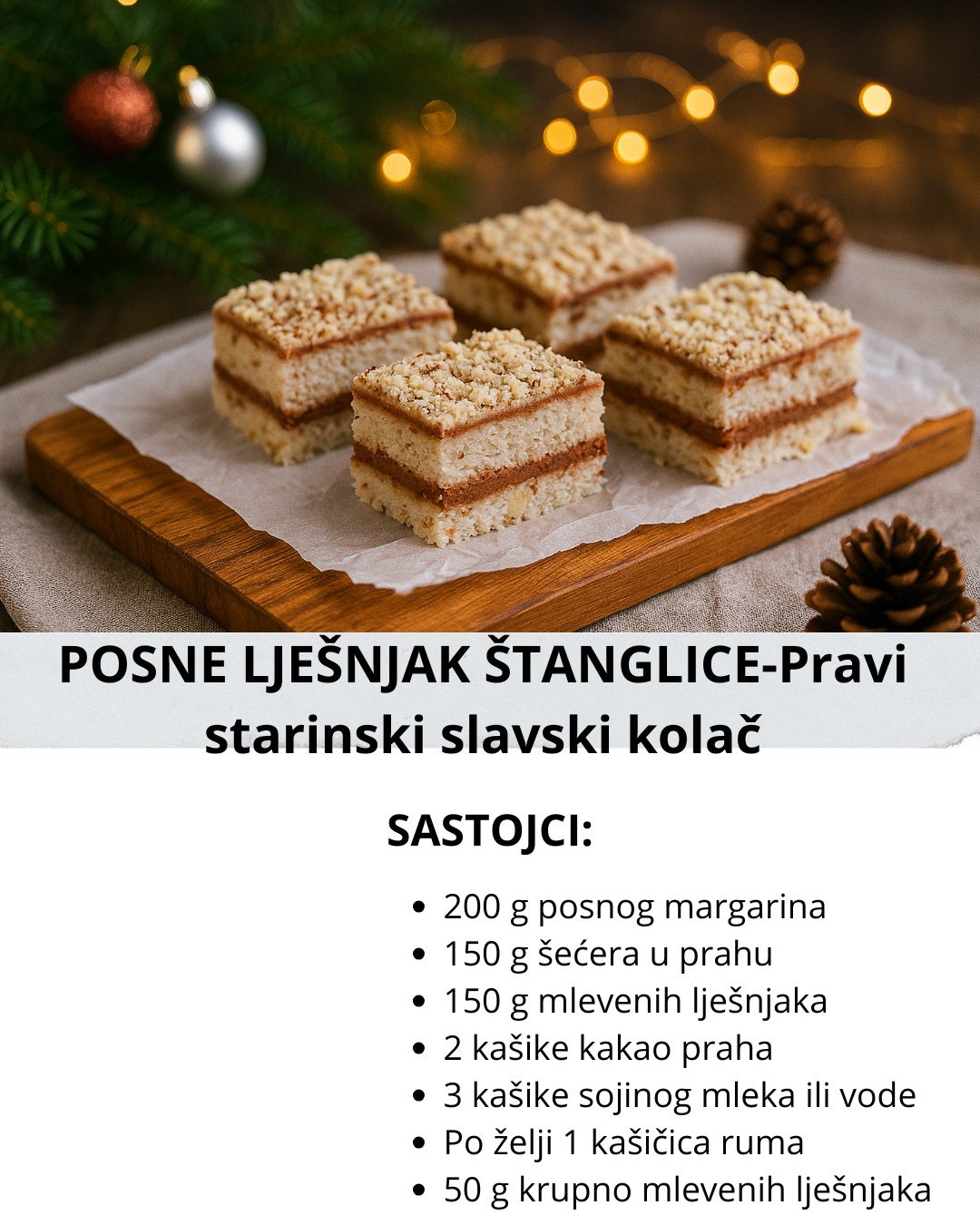 POSNE LJEŠNJAK ŠTANGLICE – Pravi starinski slavski kolač