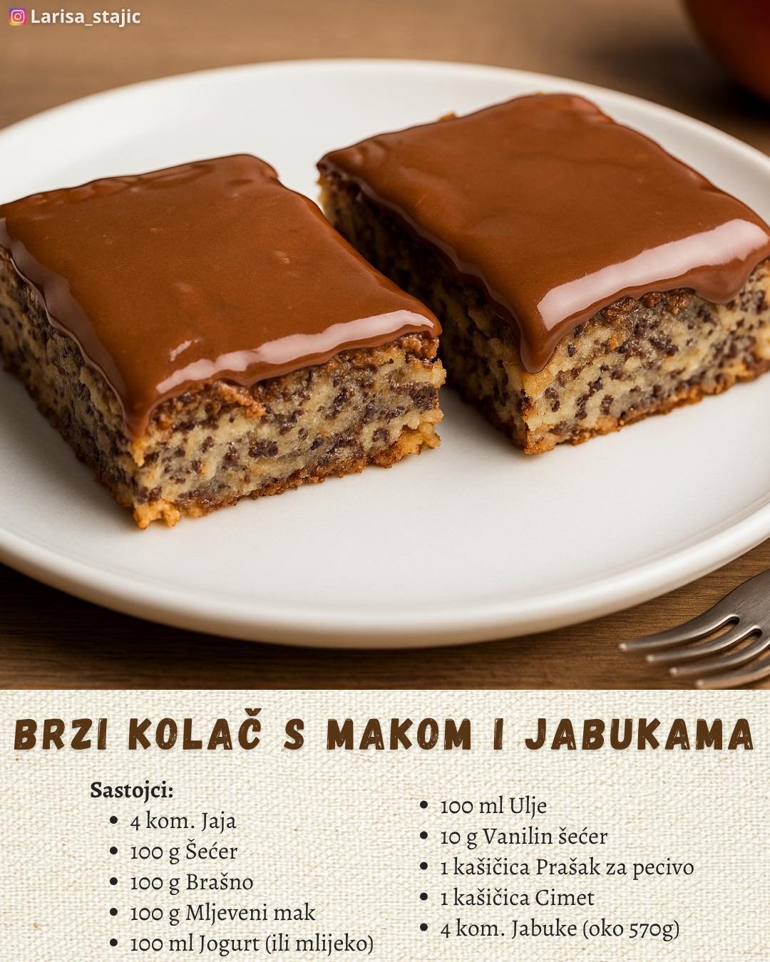 BRZI KOLAČ S MAKOM I JABUKAMA – sočan, mirisan i gotov za tren!