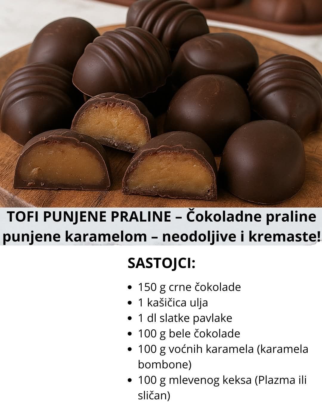 Tofi punjene praline – čokoladne bombice punjene mekanim karamelom, neodoljive i kremaste
