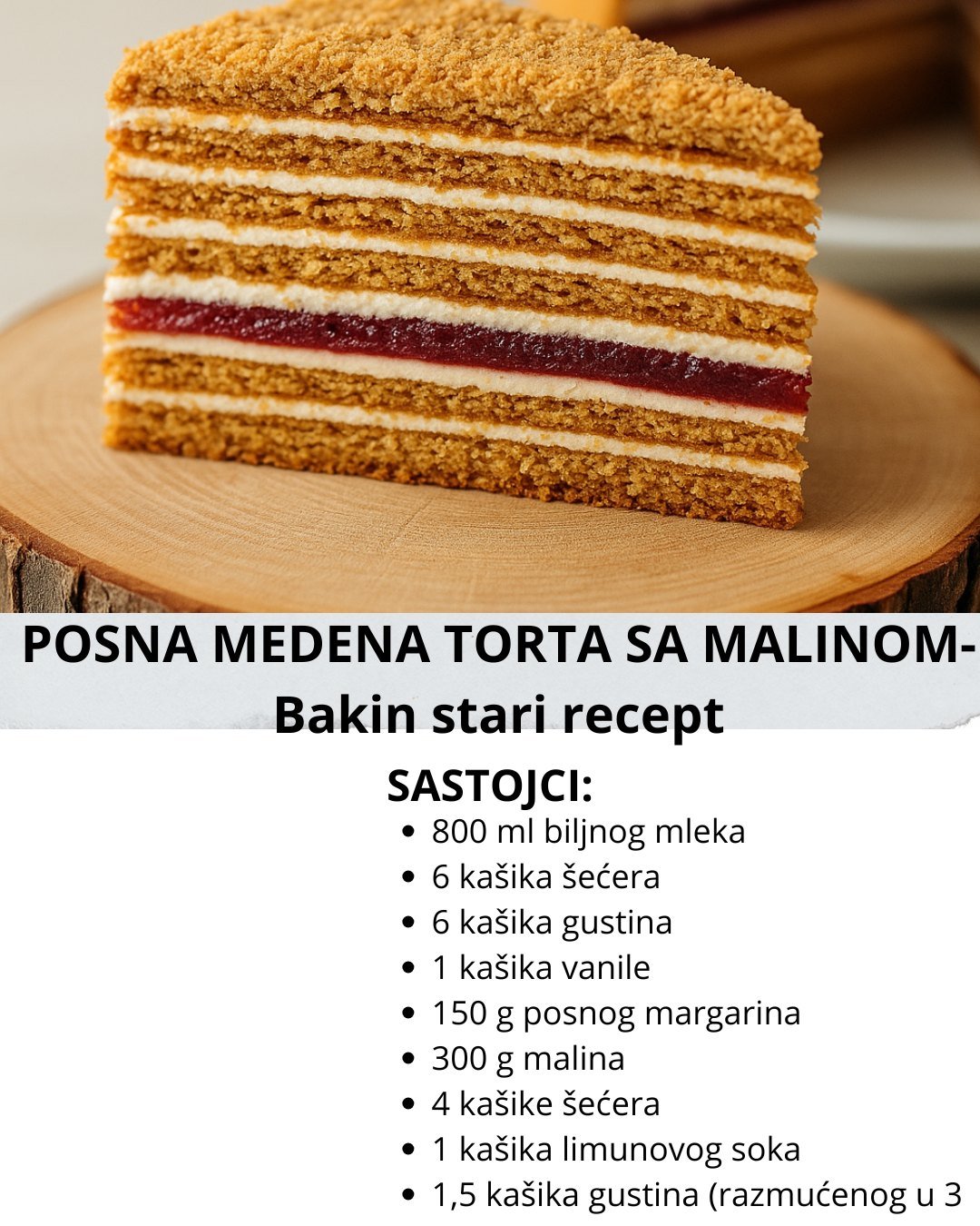 POSNA MEDENA TORTA SA MALINOM
