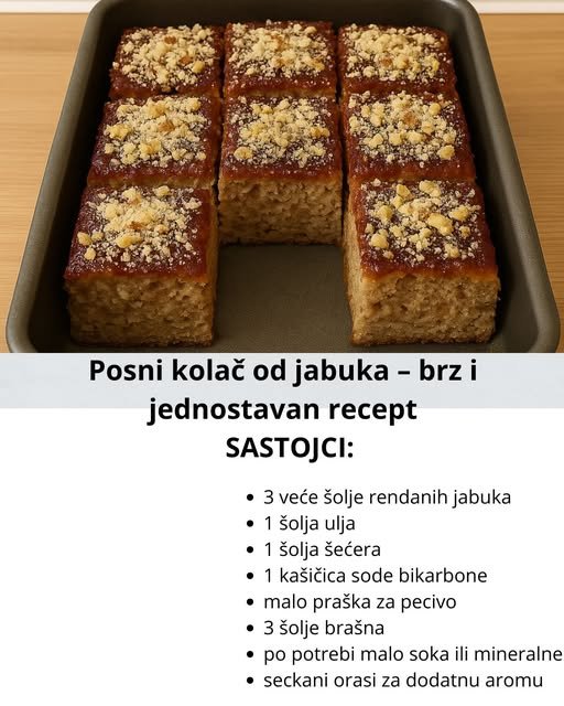 POSNI KOLAČ OD JABUKA – BRZ, MIRISAN I NEVEROVATNO JEDNOSTAVAN