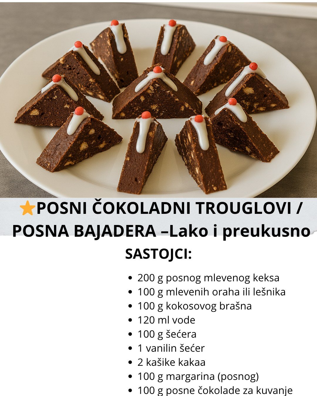 ⭐ POSNI ČOKOLADNI TROUGLOVI / POSNA BAJADERA – Lako i preukusno