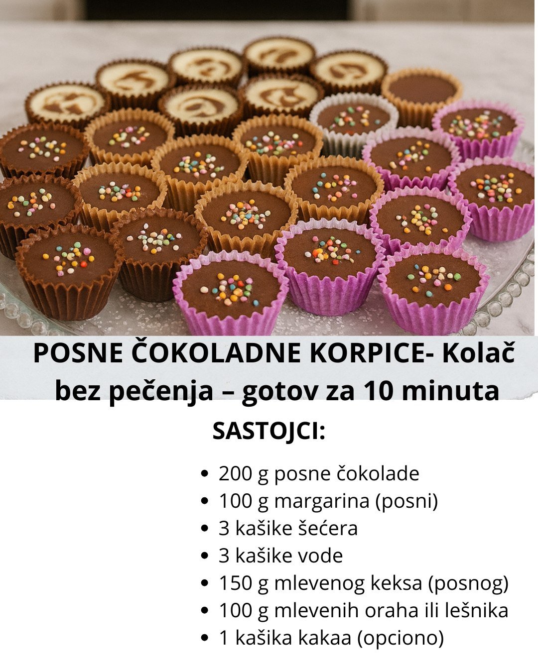 POSNE ČOKOLADNE KORPICE – Kolač bez pečenja, gotov za 10 minuta