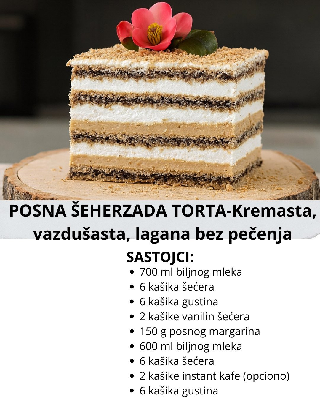 POSNA ŠEHERZADA TORTA – kremasta, vazdušasta i neverovatno lagana bez pečenja