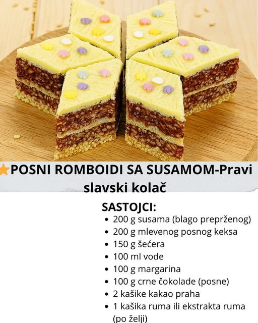 POSNI ROMBOIDI SA SUSAMOM – Pravi slаvski kolač