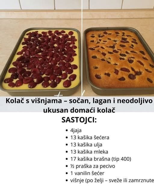 Kolač s višnjama – sočan, lagan i neodoljivo ukusan domaći kolač