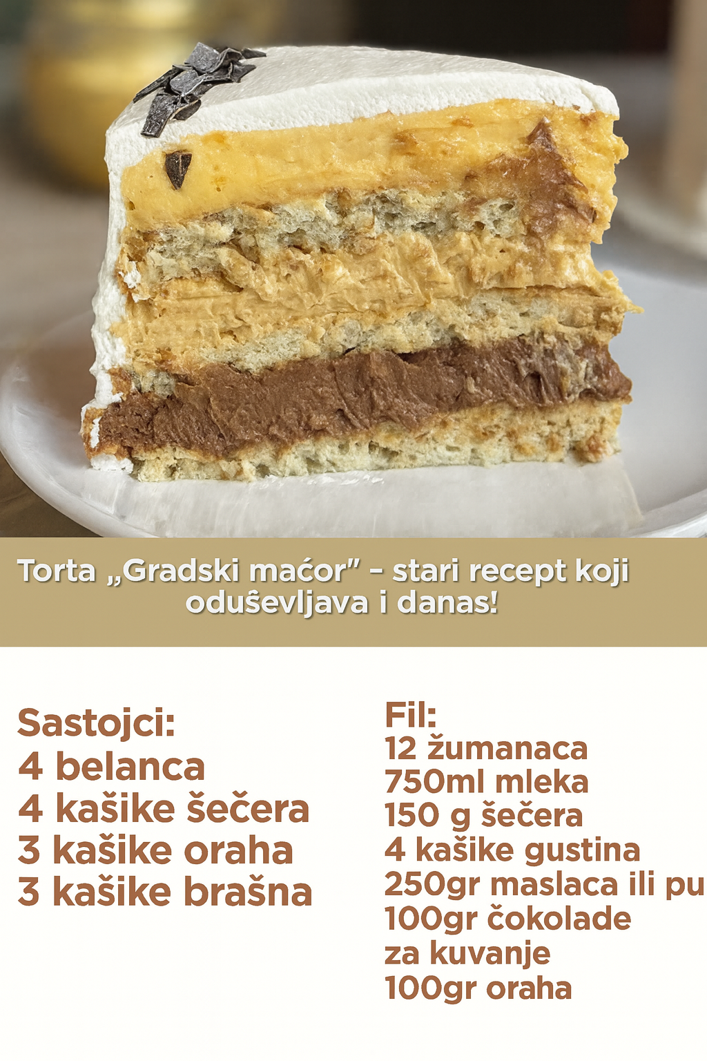 Torta „Gradski mačor“ – stari recept koji oduševljava i danas