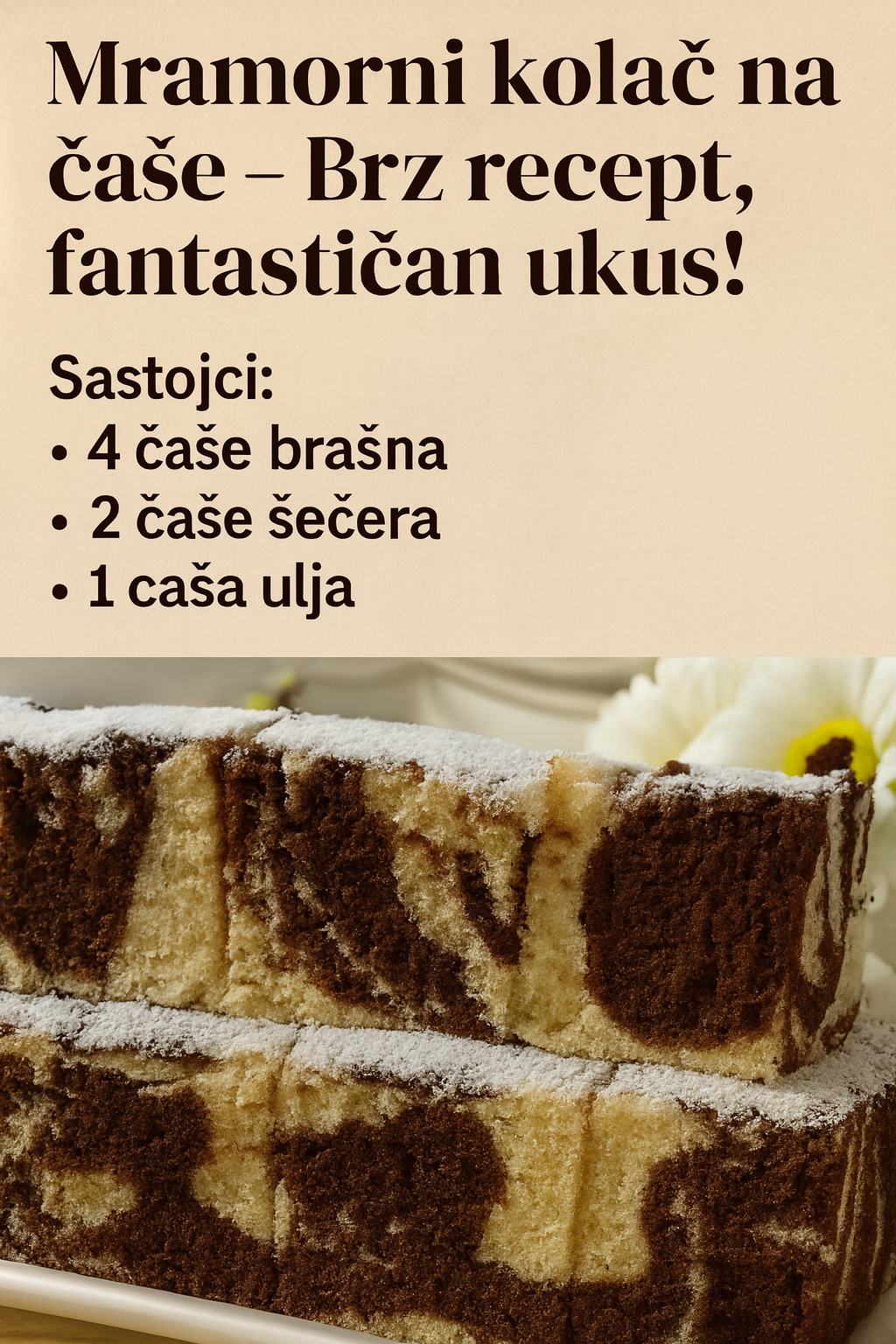 Najmekši mramorni kolač – merenje na čaše, uspeva svaki put!