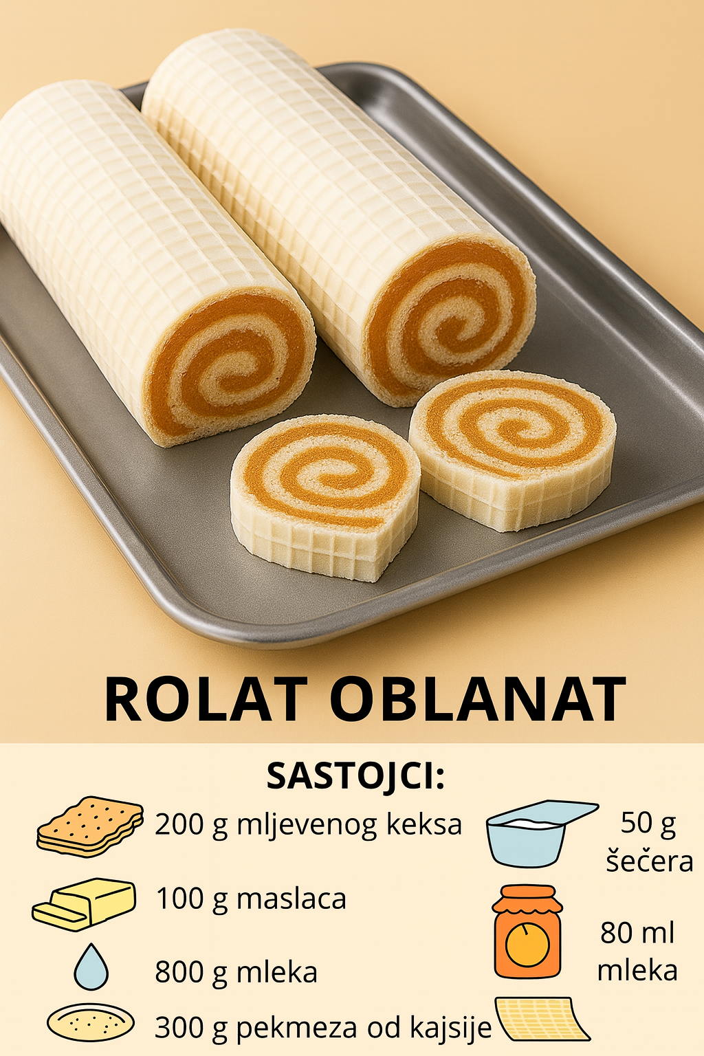 Rolat Oblanat – Neodoljiv, Mekan i Savršeno Sladak Kolač Bez Pečenja