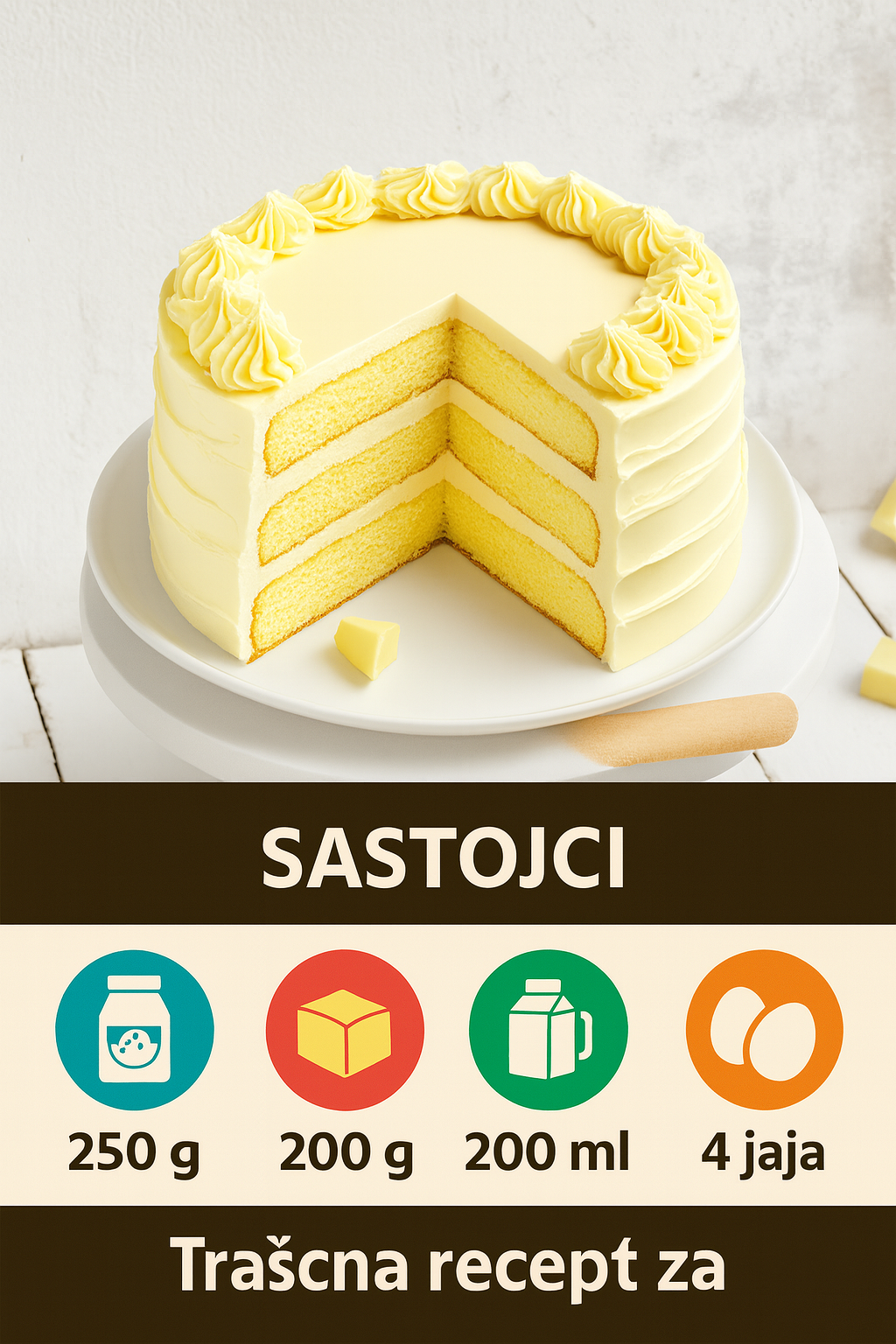 Pahuljasta Žuta Torta – Savršeno Mekana, Mirisna i Kremasta