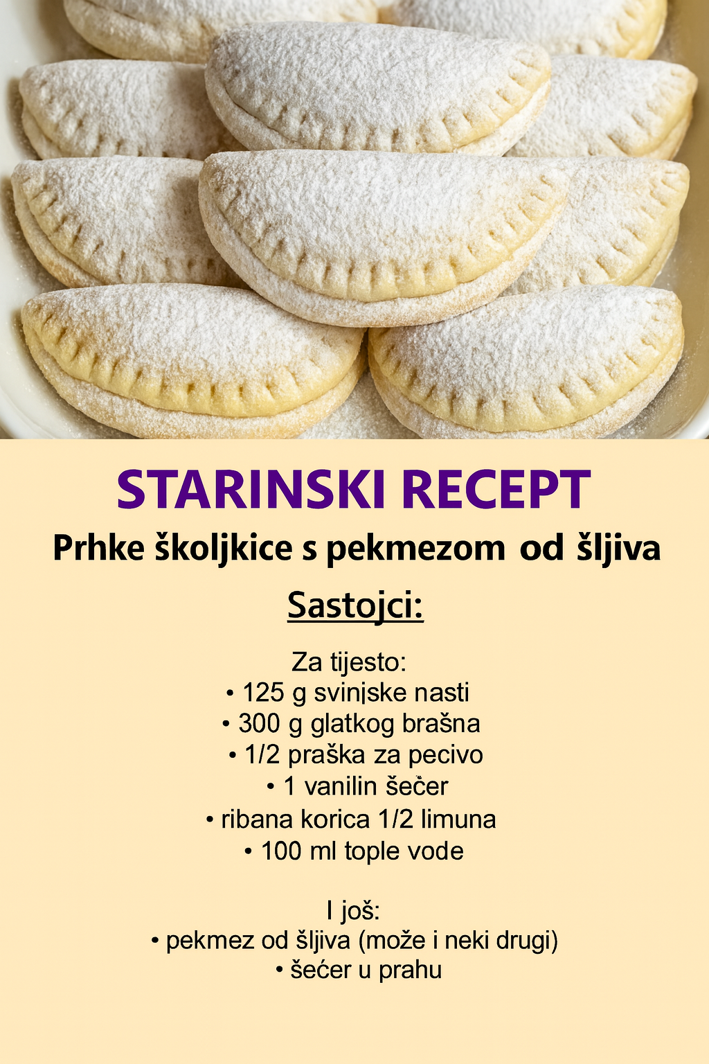 ⭐ STARINSKI RECEPT – Prhke školjkice s pekmezom od šljiva