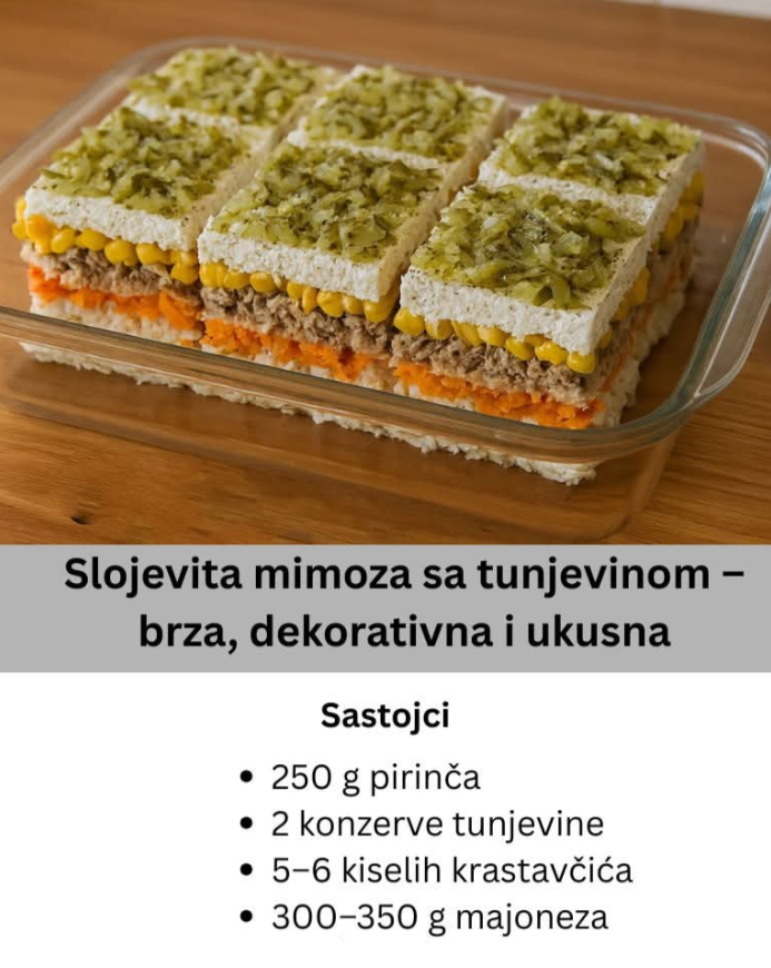 Slojevita mimoza sa tunjevinom – brza, dekorativna i ukusna