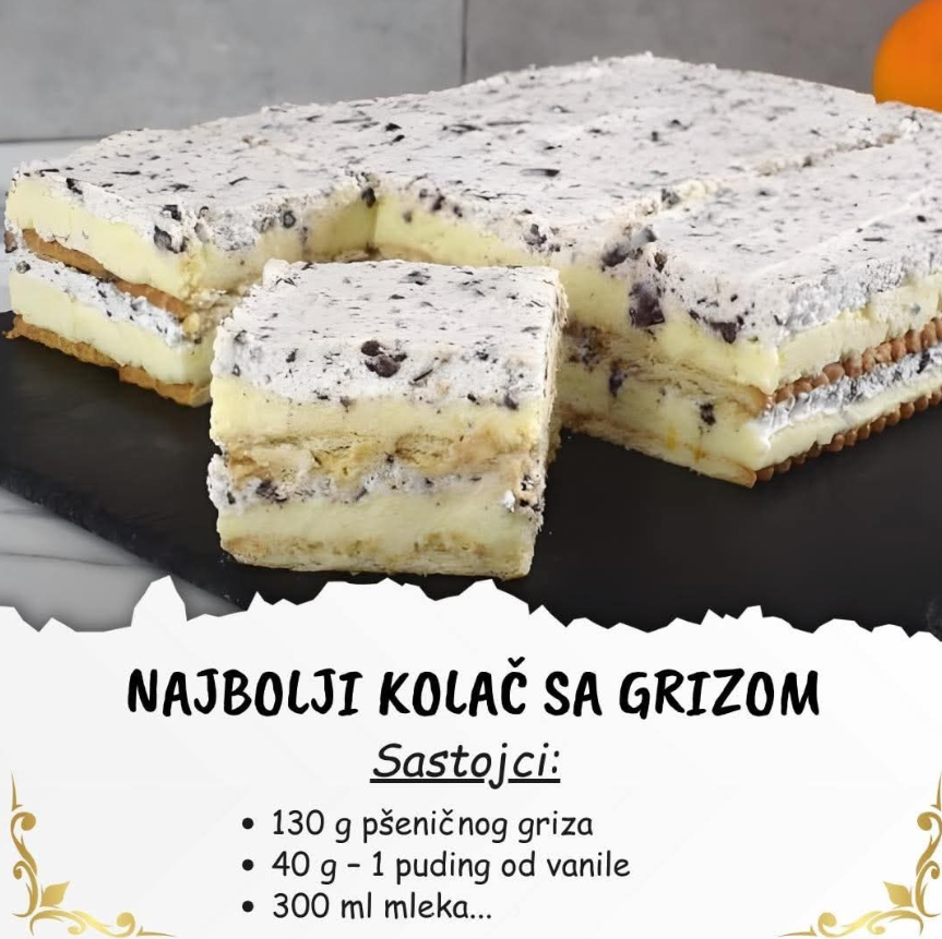 NAJBOLJI KOLAČ SA GRIZOM – kremast, lagan i neodoljiv!