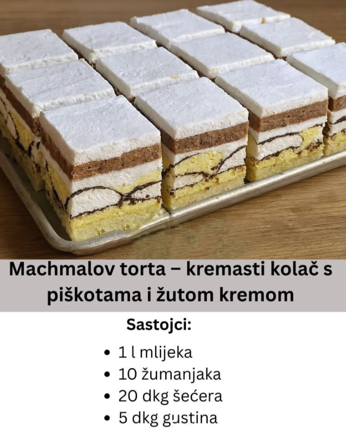 Machmalov torta – kremasti kolač s piškotama i žutom kremom