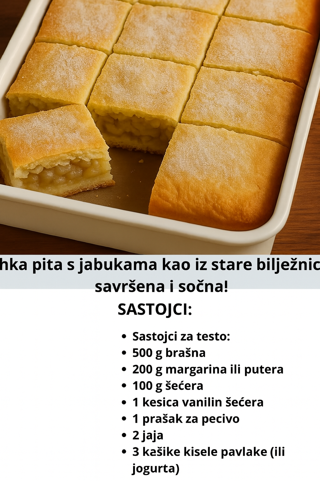 Prhka pita s jabukama kao iz stare bilježnice – savršena, sočna i nezaboravno mirisna