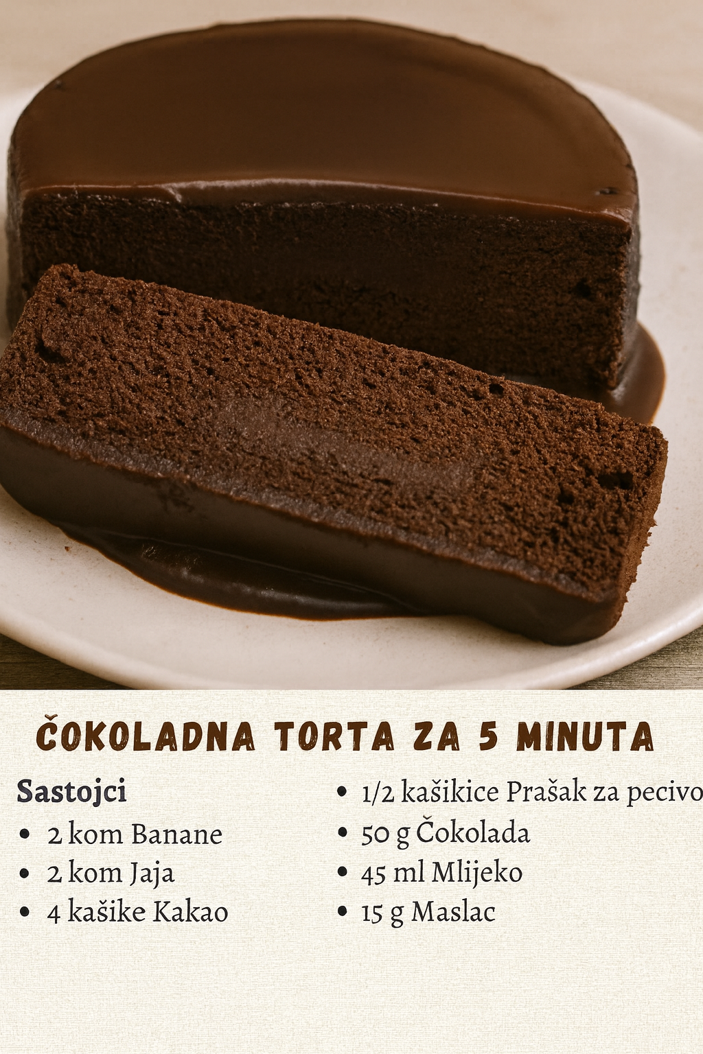 Čokoladna Torta za 5 Minuta – Brza, Sočna i Nevjerovatno Ukusna