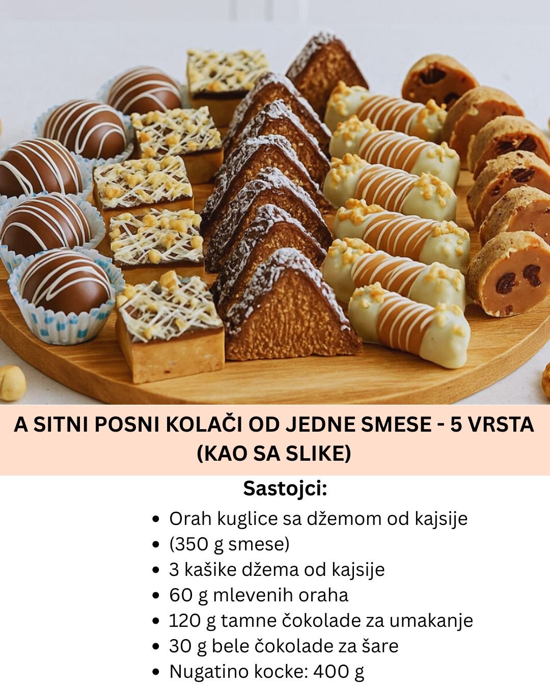 SITNI POSNI KOLAČI OD JEDNE SMESE – 5 VRSTA (kompletan recept)