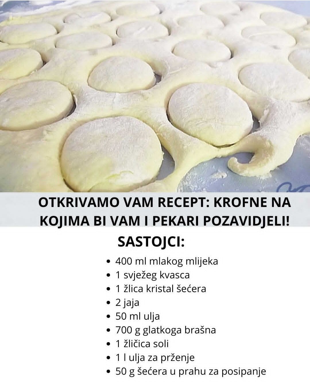 NAJMEKŠE DOMAĆE KROFNE – RECEPT KOJIM BI VAM I PEKARI POZAVIDJELI!