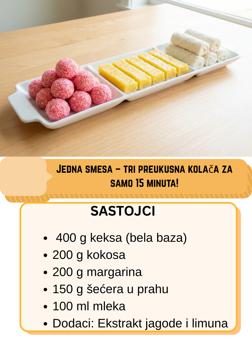 Jedna smesa – tri preukusna kolača za samo 15 minuta!