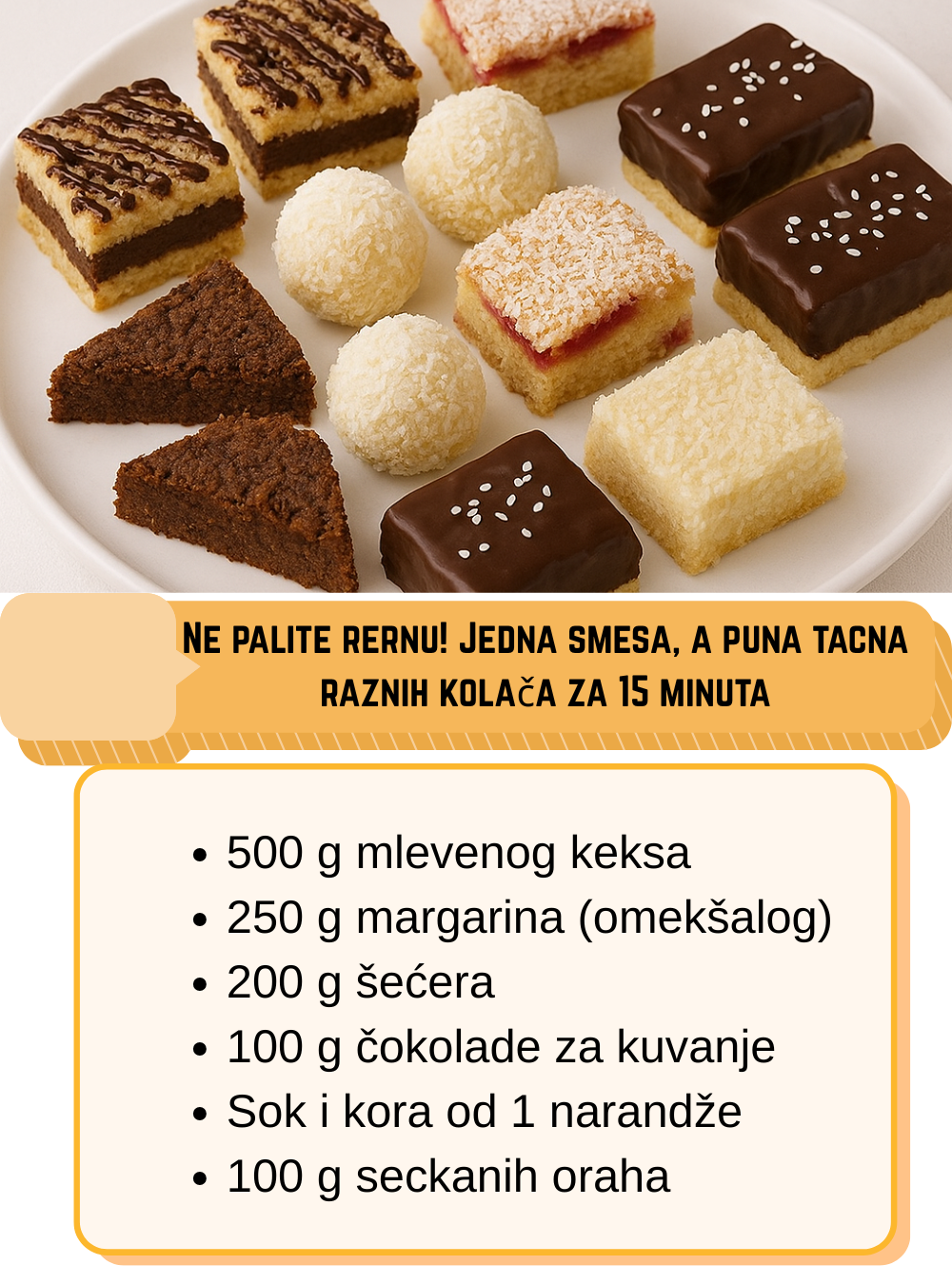 Ne palite rernu! Jedna smesa – a puna tacna raznih kolača za samo 15 minuta