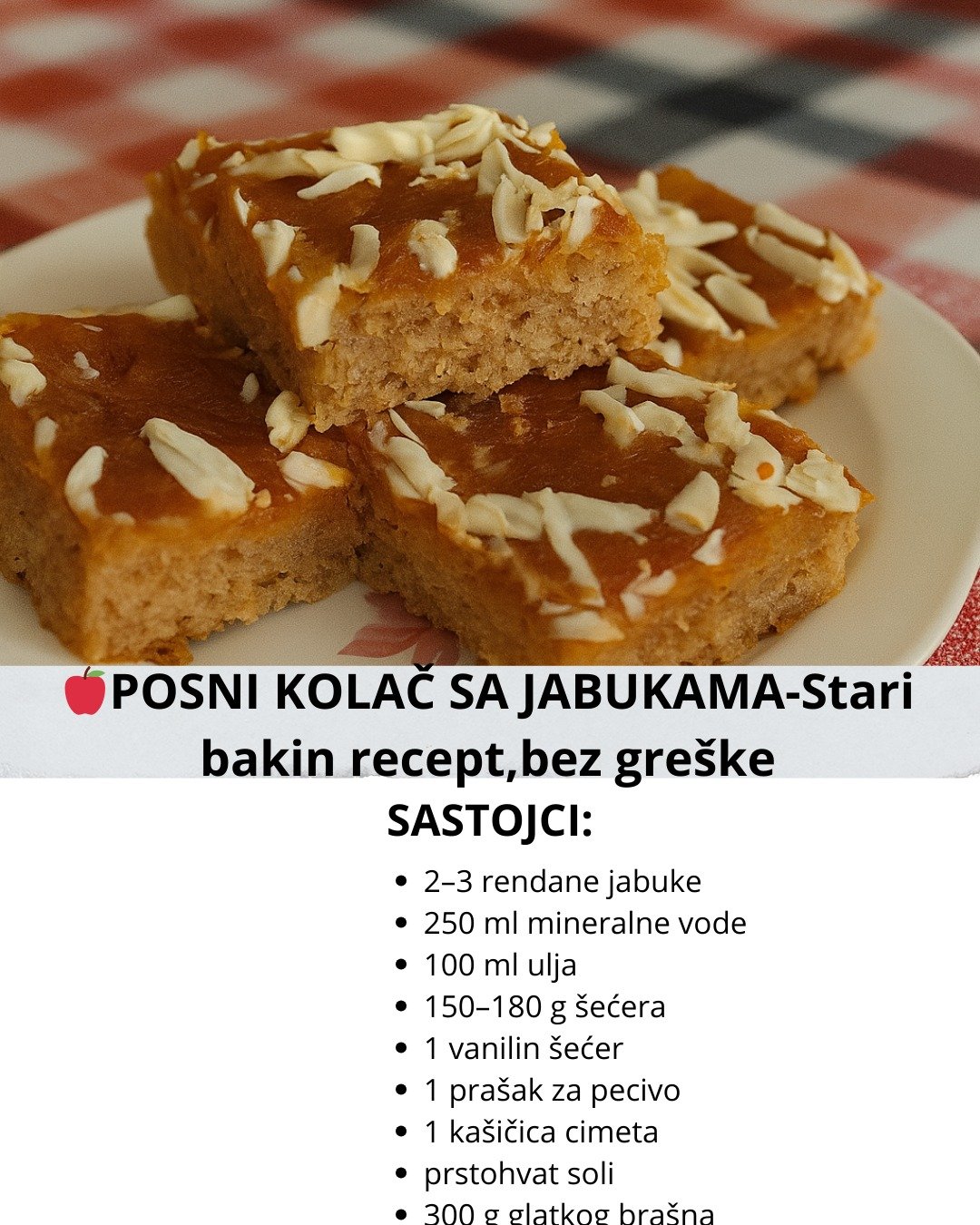 POSNI KOLAČ SA JABUKAMA – Stari bakin recept, bez greške