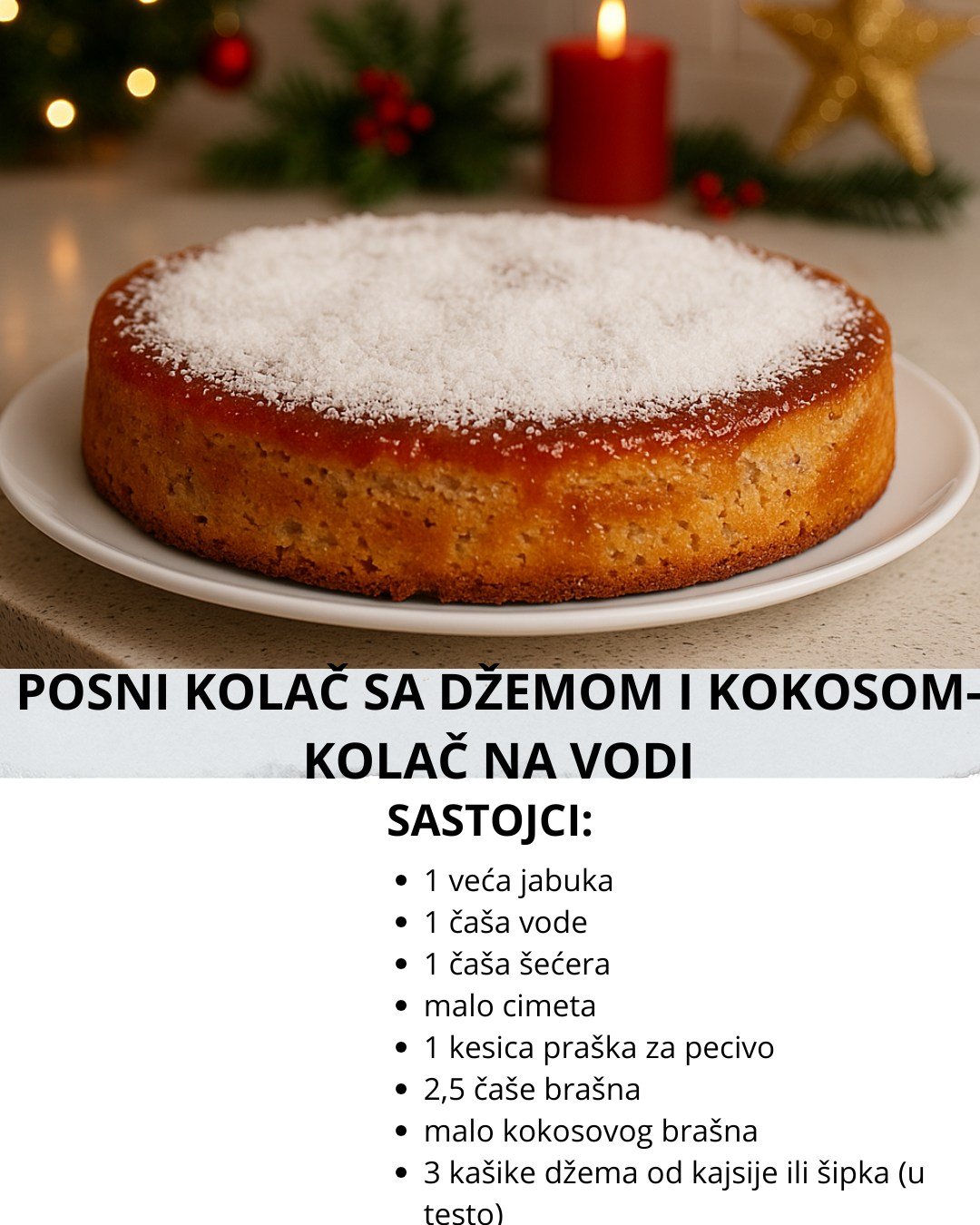 POSNI KOLAČ SA DŽEMOM I KOKOSOM – KOLAČ NA VODI