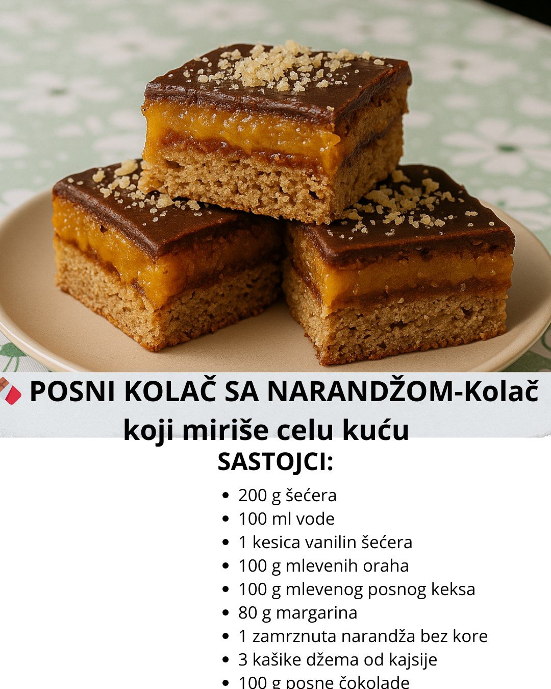 POSNI KOLAČ SA NARANDŽOM – Kolač koji miriše celu kuću!