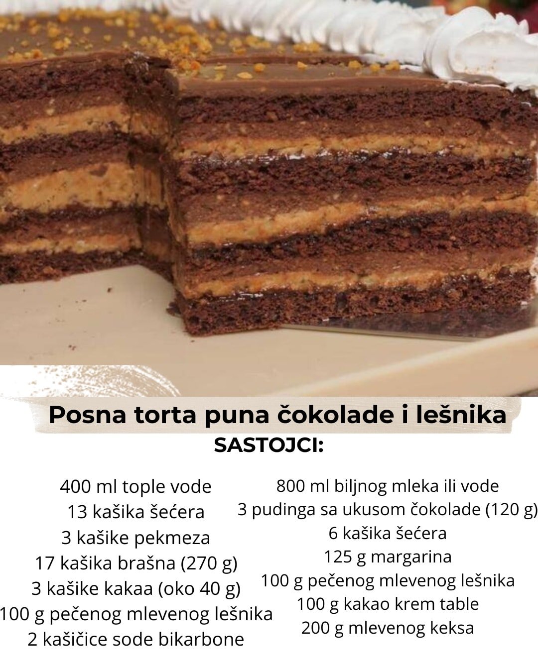 Posna torta puna čokolade i lešnika: Nema izdašnije i ukusnije, topi se u ustima