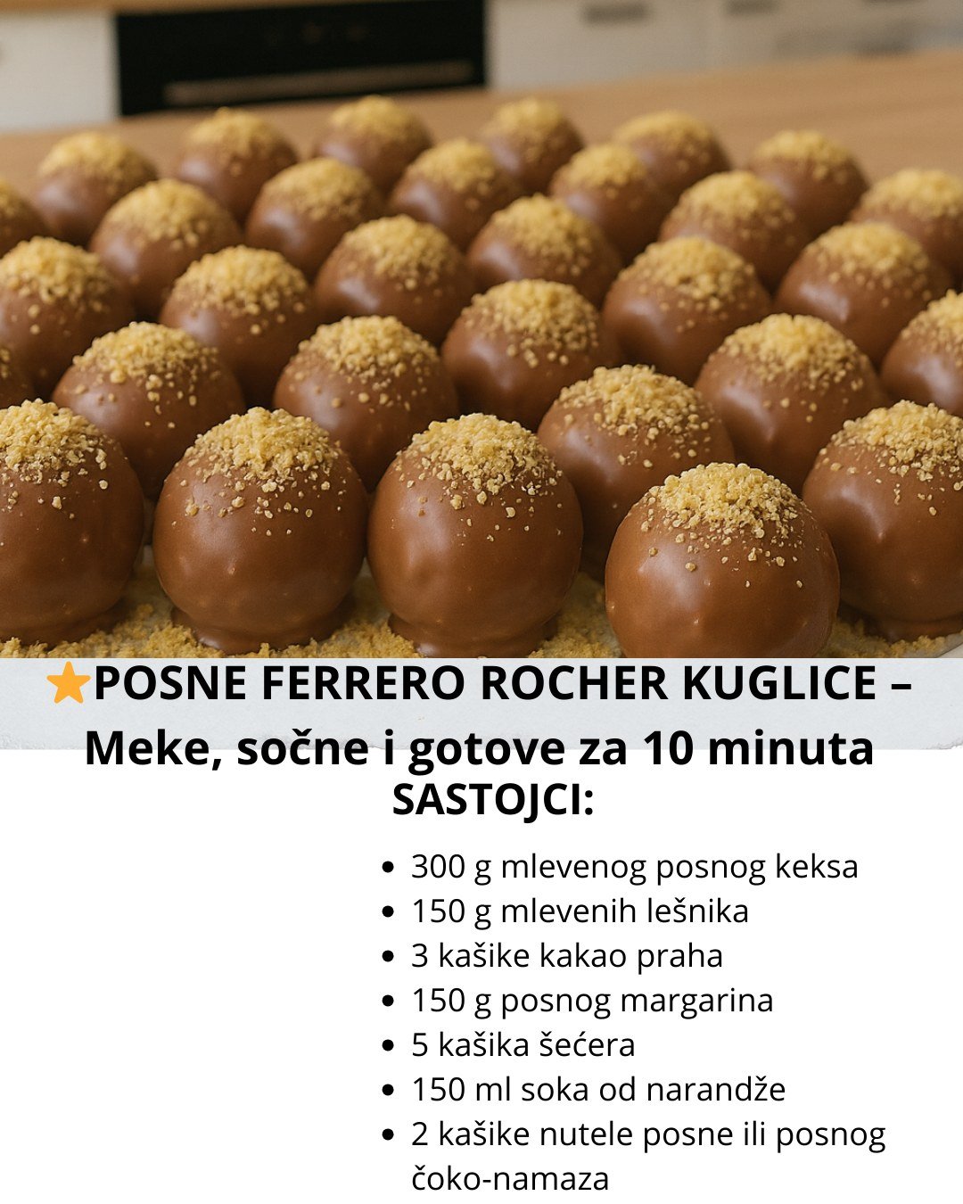 Posne Ferrero Rocher kuglice  Meke, sočne i gotove za samo 10 minuta