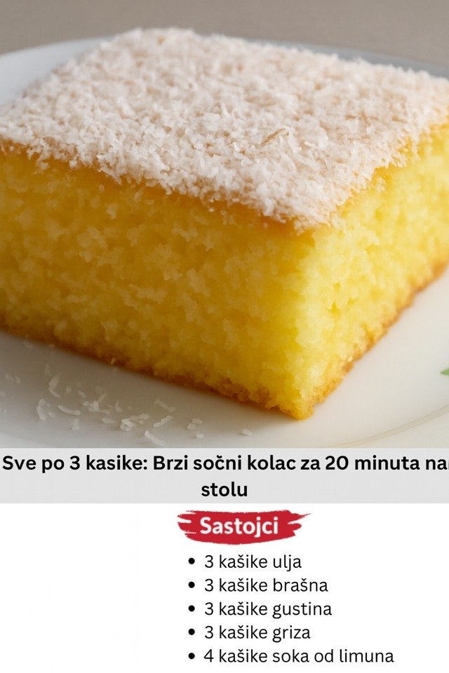Sve po 3 kašike – Najsočniji brzi kolač gotov za samo 20 minuta!