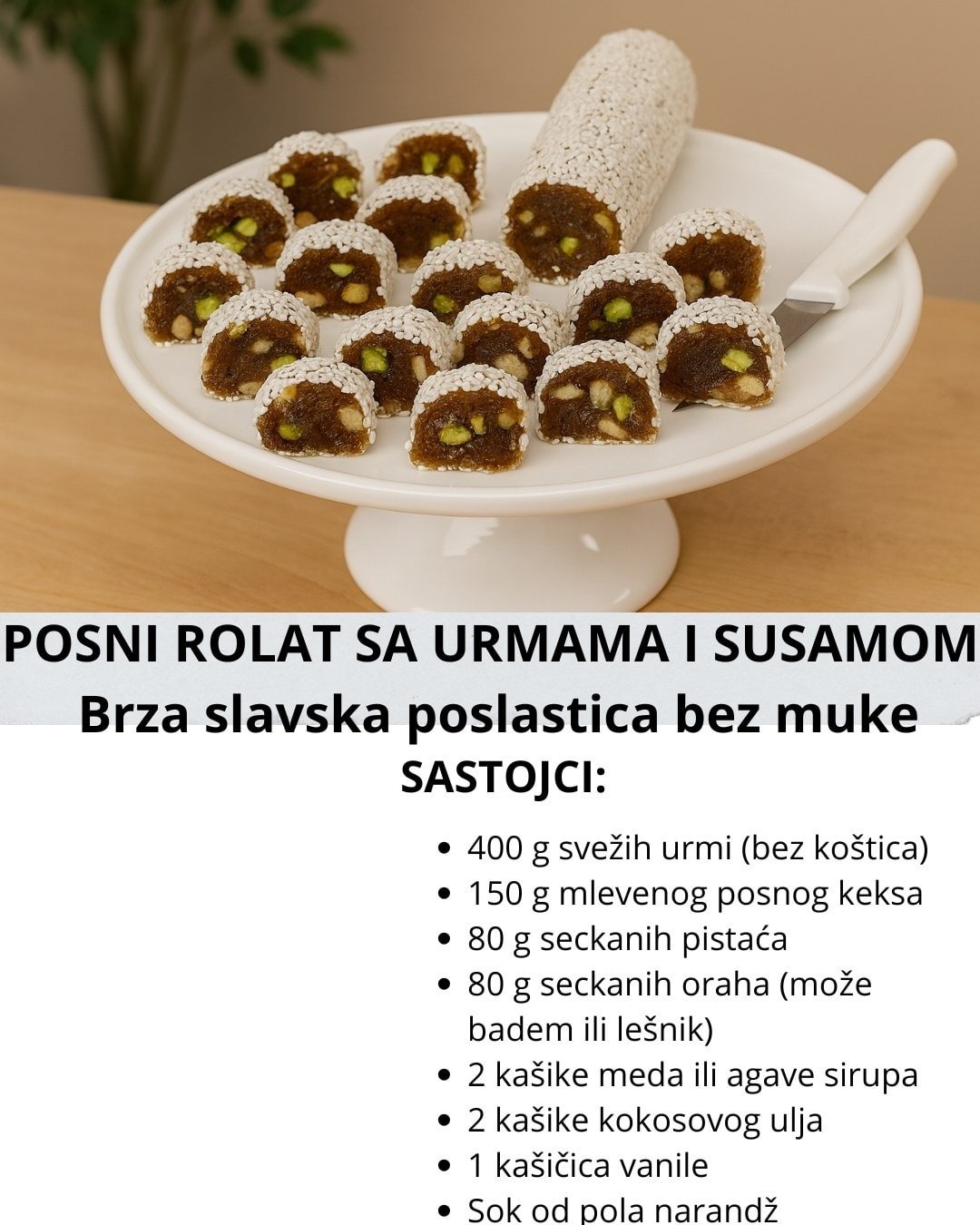 POSNI ROLAT SA URMAMA I SUSAMOM Brza, zdrava i neodoljiva poslastica bez pečenja!