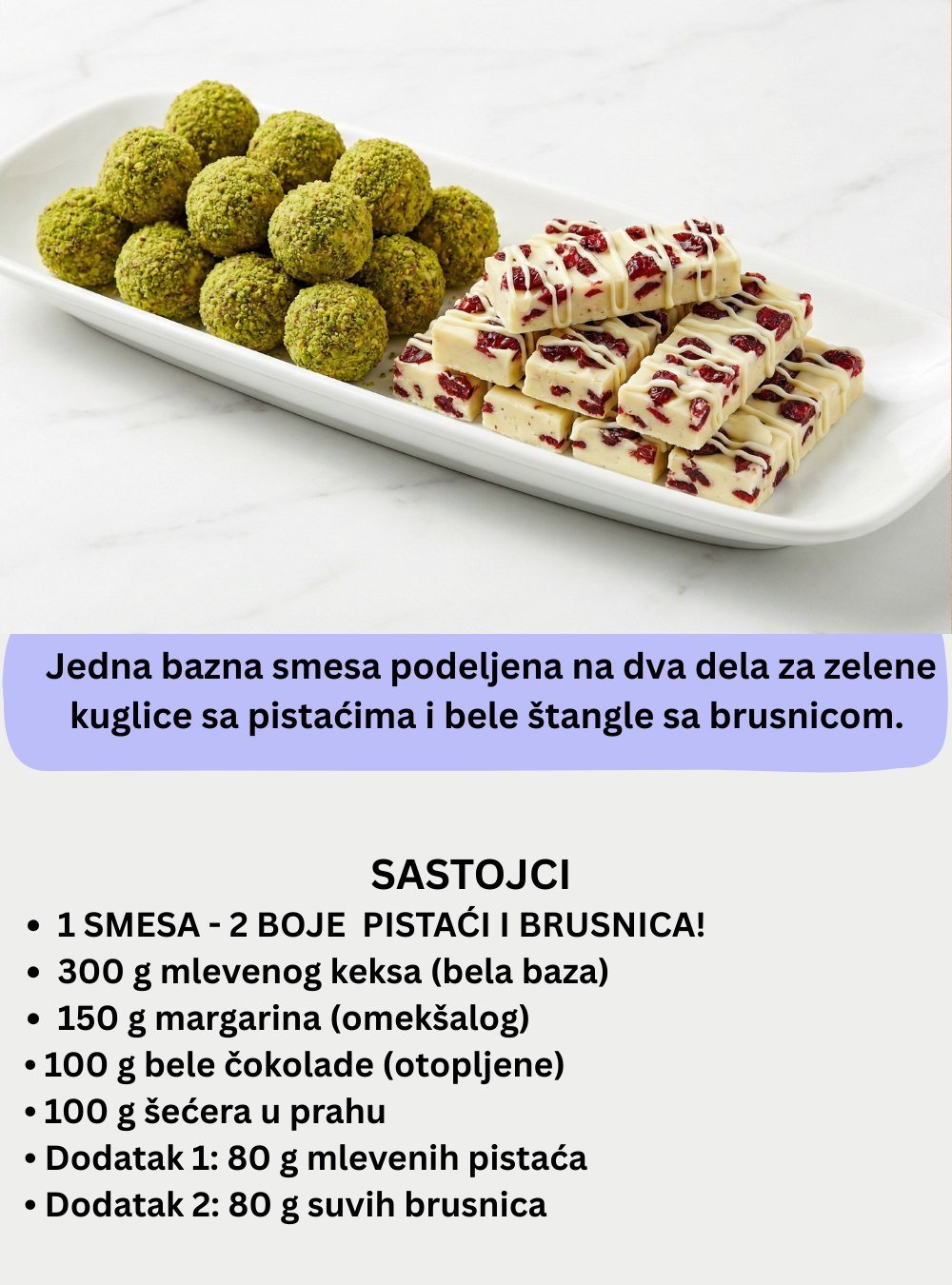 Jedna Smesa – Dva Slatka Oblika! Pistacija Kuglice i Bele Štanglice sa Brusnicom