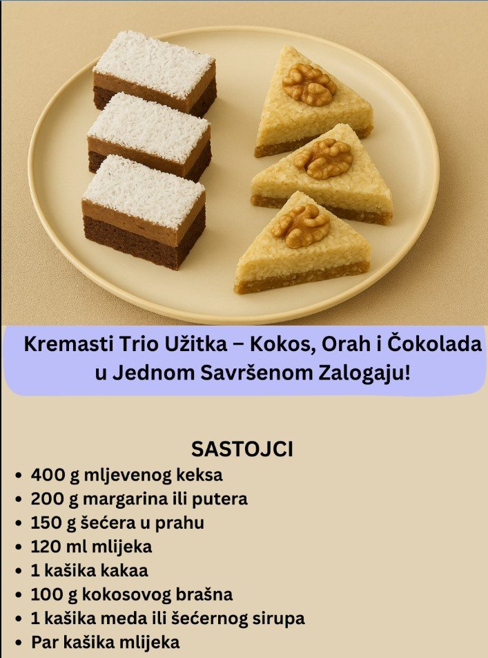 Kremasti Duo Užitka – Kokos Kocke i Orah Triangli iz Jedne Savršene Baze!