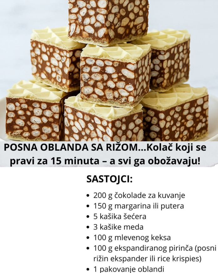 POSNA OBLANDA SA RIŽOM – Kolač koji se pravi za 15 minuta, a svi ga obožavaju!