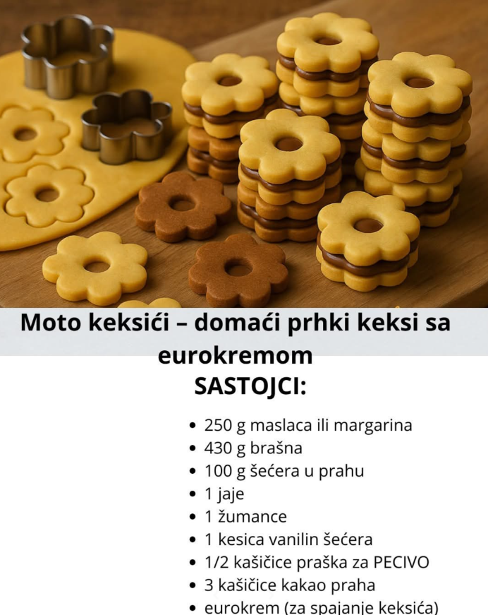 Moto keksići – domaći prhki keksi sa eurokremom