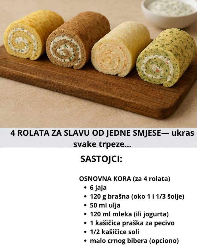 4 ROLATA ZA SLAVU OD JEDNE SMJESE — ukras svake trpeze